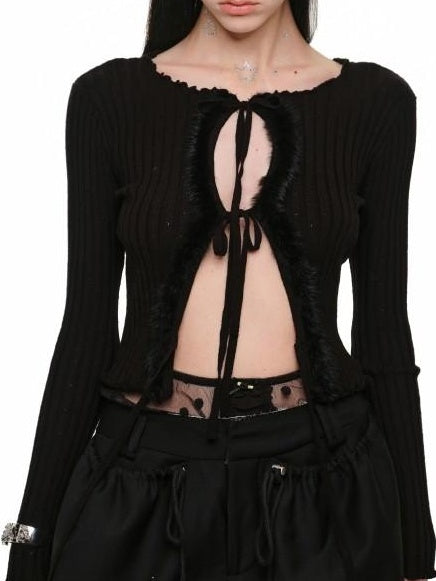1JINN STUDIO Slim Tie Waist Commuter Knit Long Sleeve Button Solid Colors Women Cardigans