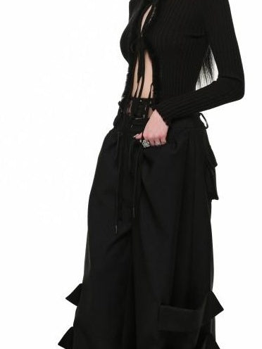 1JINN STUDIO Slim Tie Waist Commuter Knit Long Sleeve Button Solid Colors Women Cardigans