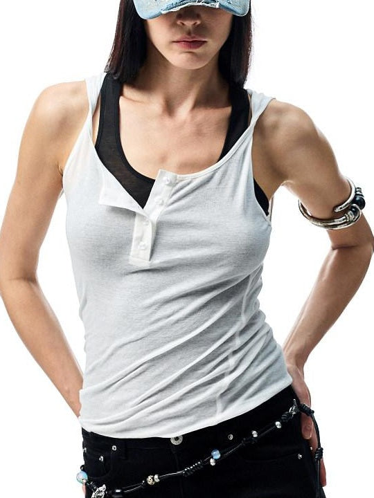 1JINN STUDIO Soft 100 Percent Cotton Slim Fit U Neck Versatile Solid Color Women Tank Tops