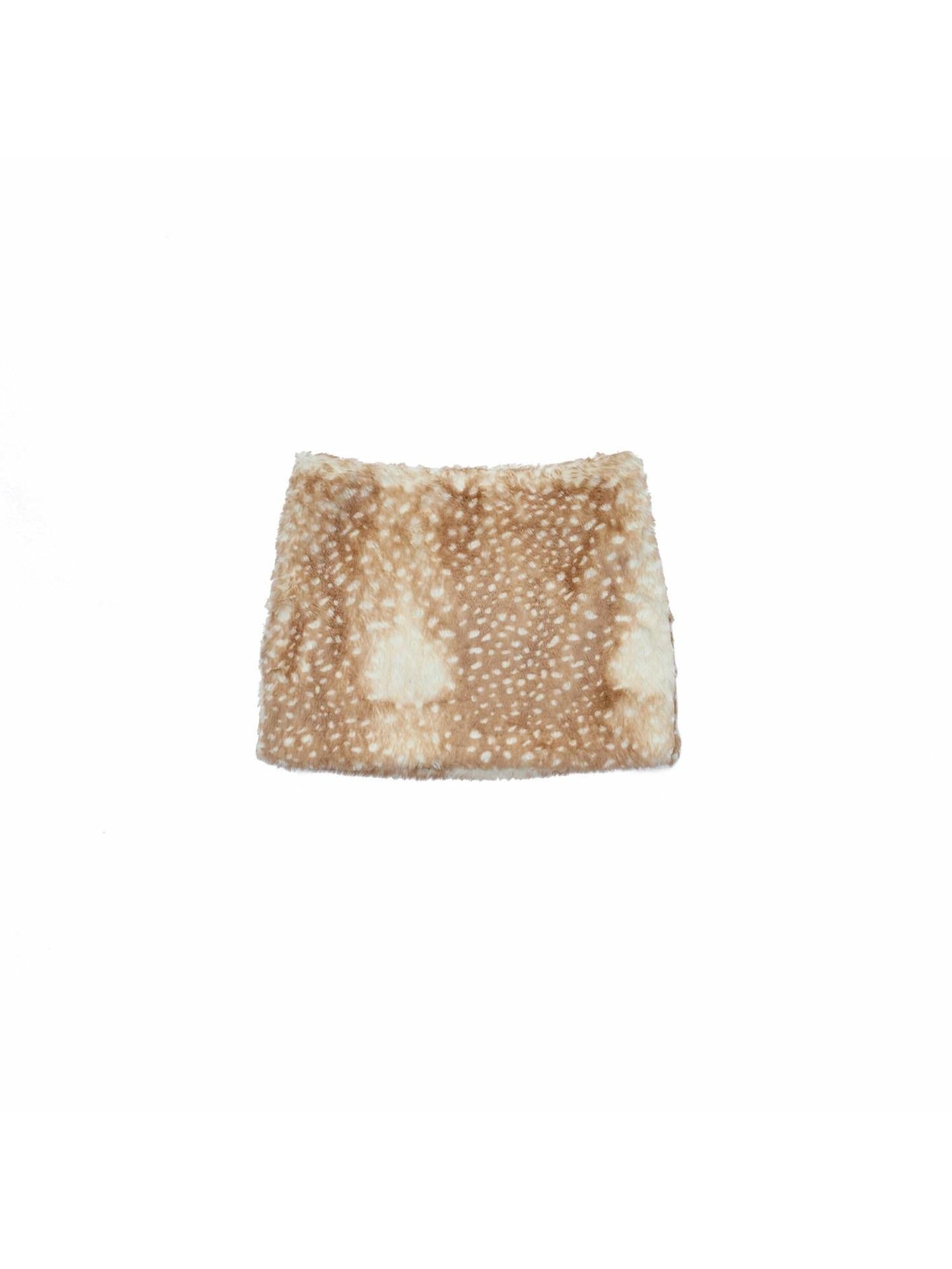 1JINN STUDIO Soft Acrylic Blend Deer Print Low Waist Slim H Line Casual Women Mini Skirts