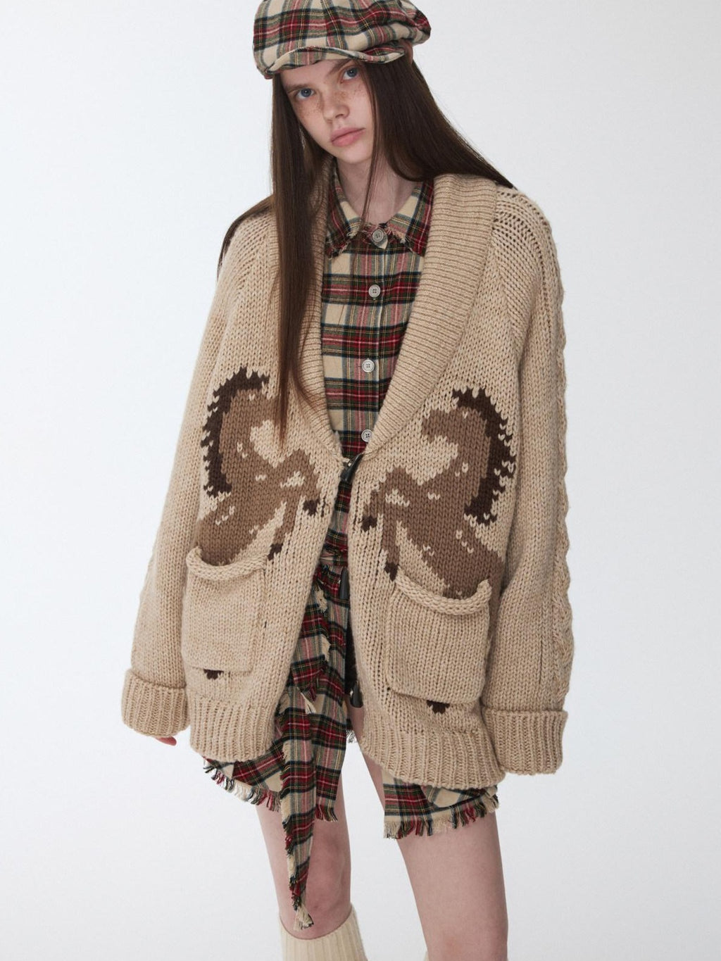 1JINN STUDIO Soft Acrylic Wool Blend Vintage Pullover Buttoned Round Neck Women Cardigans