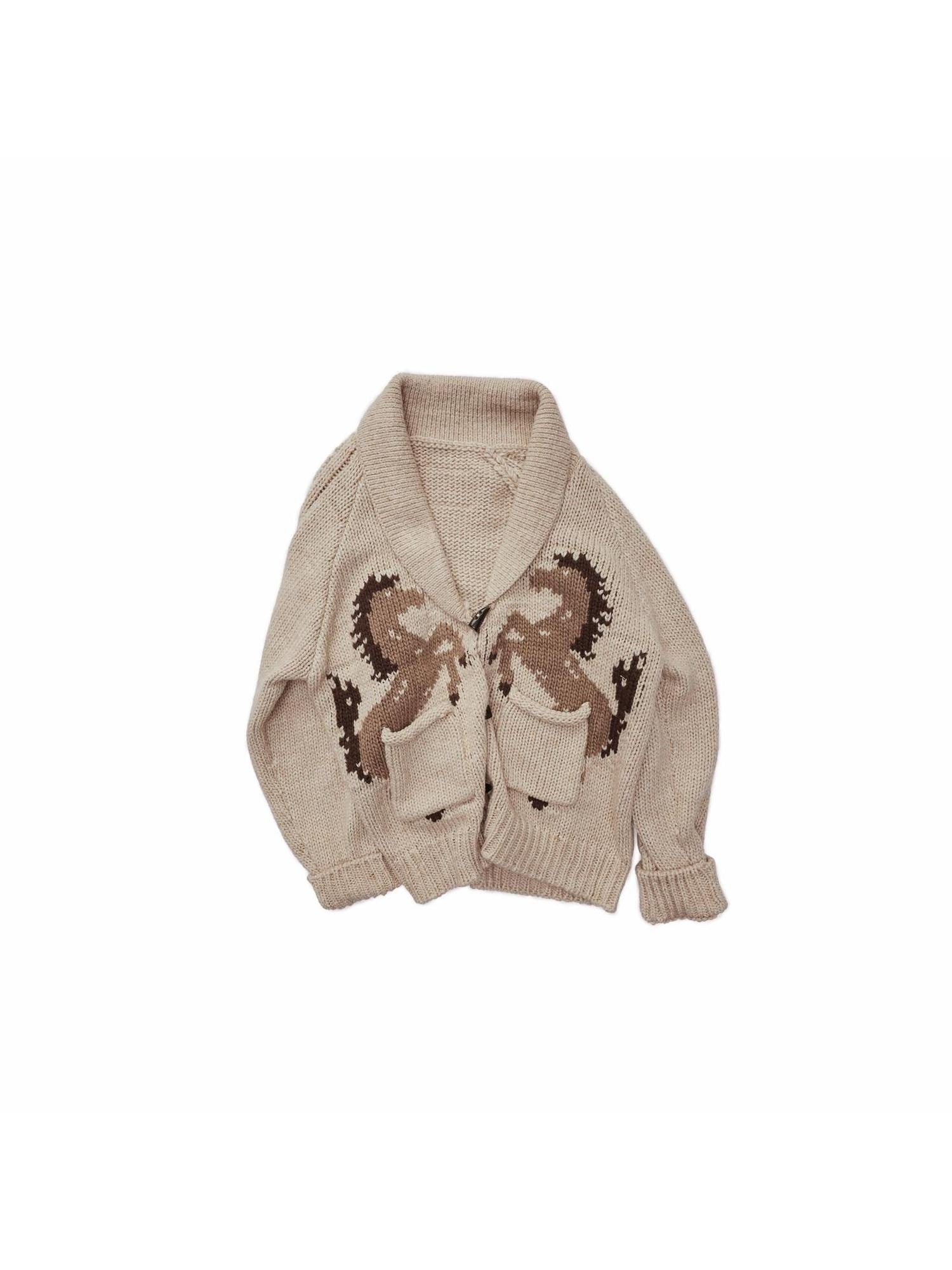 1JINN STUDIO Soft Acrylic Wool Blend Vintage Pullover Buttoned Round Neck Women Cardigans
