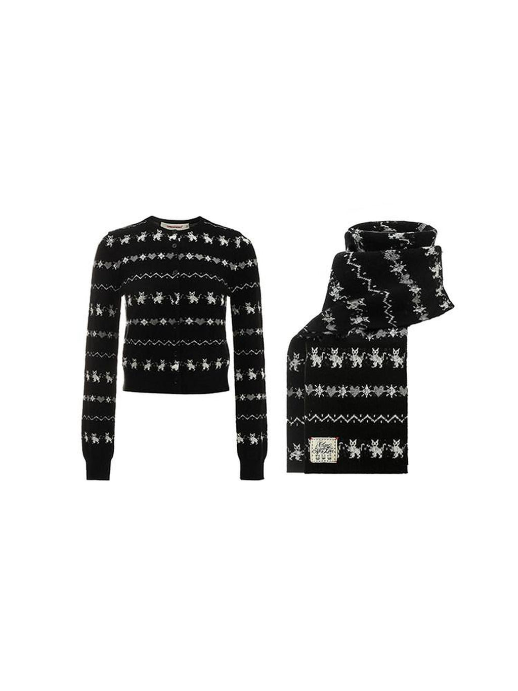 1JINN STUDIO Soft Acrylic Wool Sweet Crew Neck Animal Print Open Front Womens Knit Cardigans