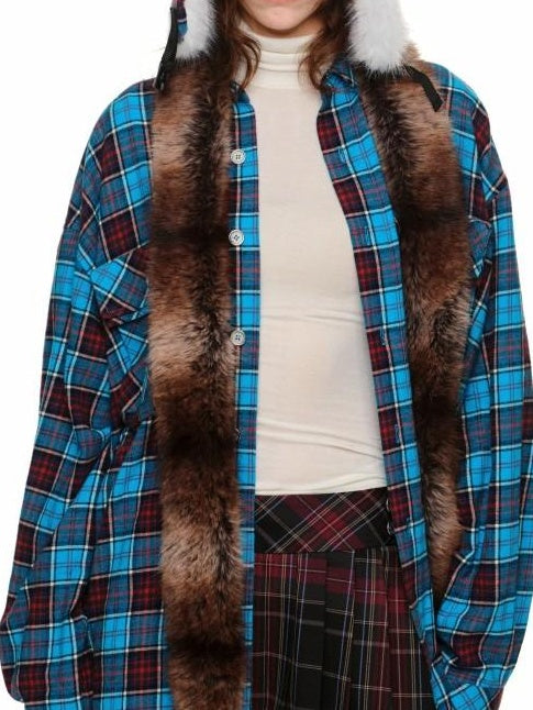1JINN STUDIO Soft Brushed Shape Retaining Loose Casual Plaid Long Sleeve Women Shirts