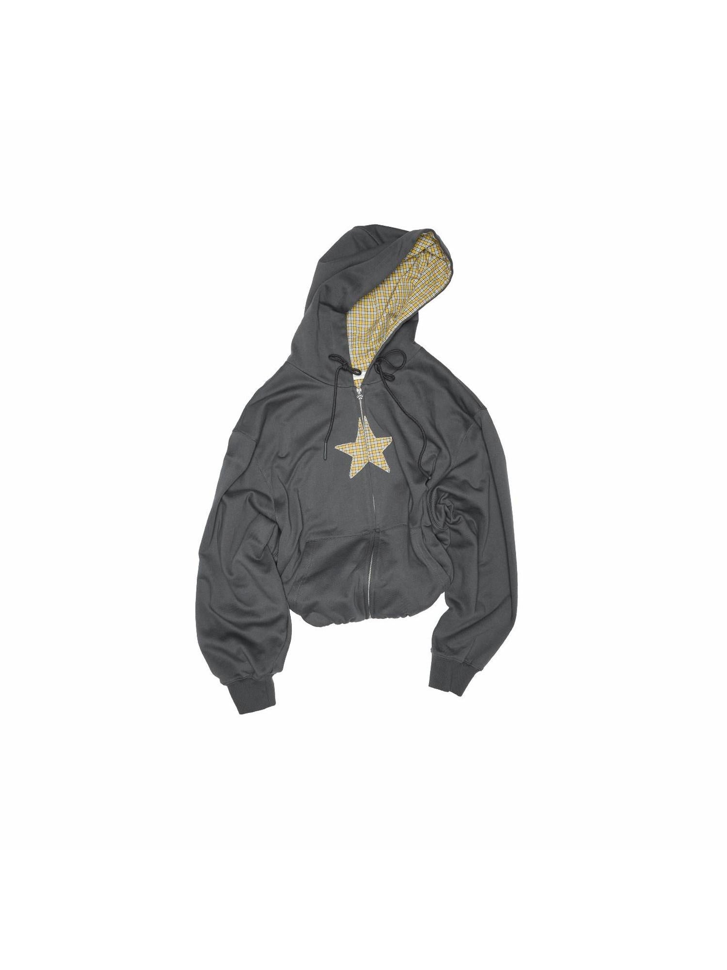 1JINN STUDIO Soft Cotton Blend Loose Fit Hooded Commuter Women Solid Color Zip Hoodies