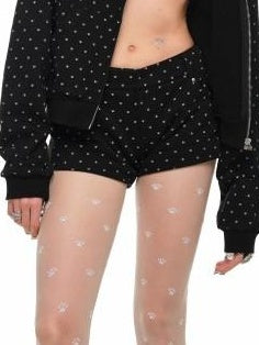 1JINN STUDIO Soft Cotton Blend Sweet Loose Fit Polka Dot Hooded Women Zip Hoodies