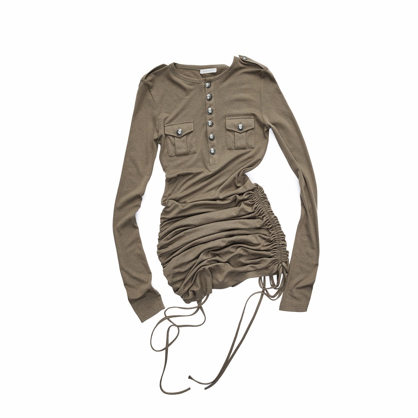 1JINN_STUDIO_Soft_Lyocell_Knit_Slim_Long_Sleeve_Short_Button_Pocket_Casual_Women_Mini_Dresses_MISSTT