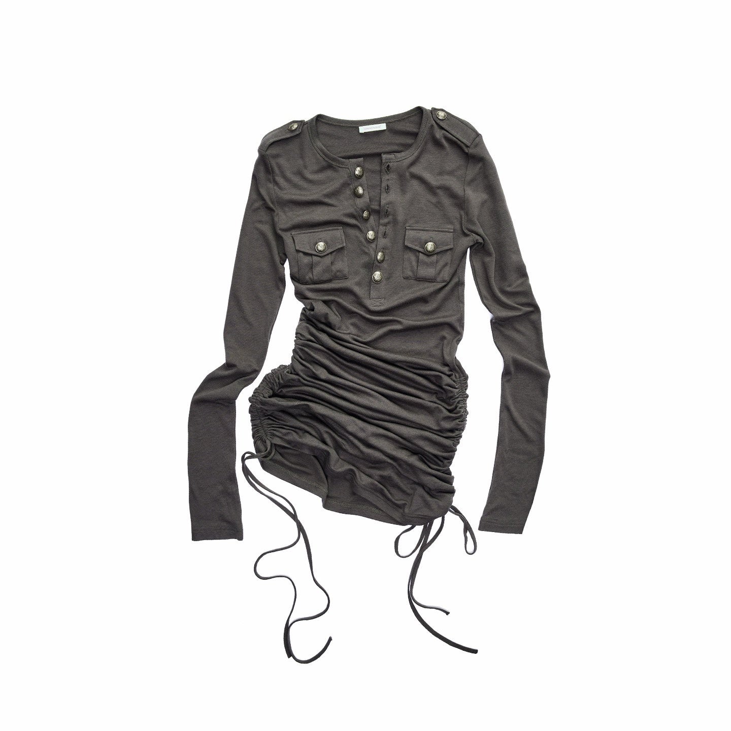 1JINN_STUDIO_Soft_Lyocell_Knit_Slim_Long_Sleeve_Short_Button_Pocket_Casual_Women_Mini_Dresses_MISSTT