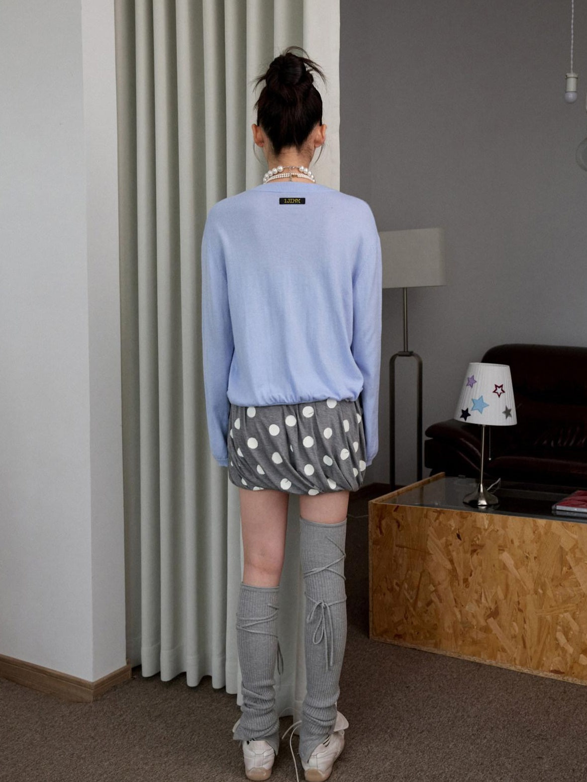 1JINN STUDIO Soft Nylon Blend Relaxed Fit Round Neck Buttoned Long Sleeve Office Cardigans