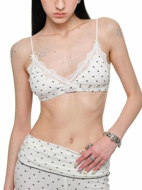 1JINN STUDIO Soft Printed Sweet Slim Low Waist Flare Pants Women Casual Top & Pants Sets