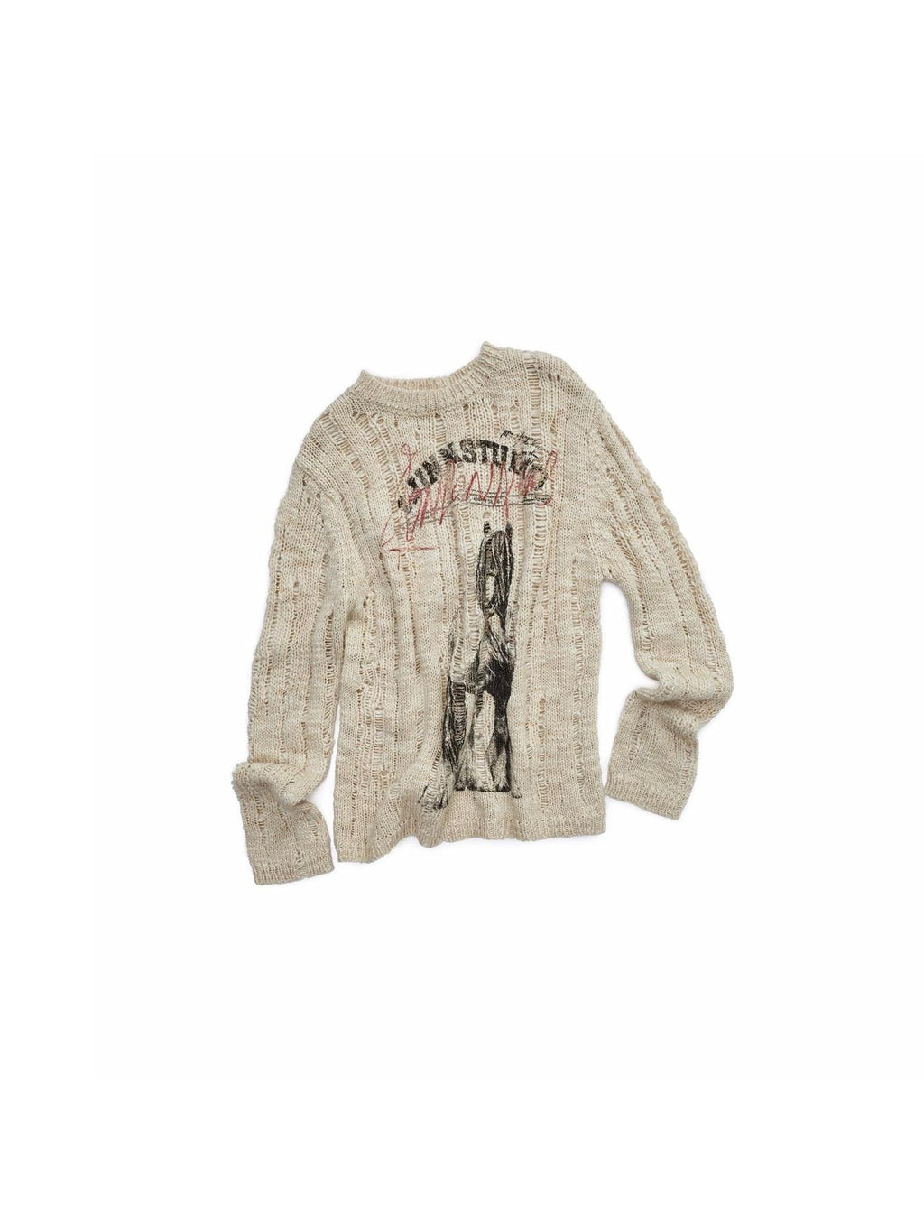 1JINN STUDIO Soft Slim Hollow Out Distressed Knit Pullover Womens Office Acrylic Sweaters