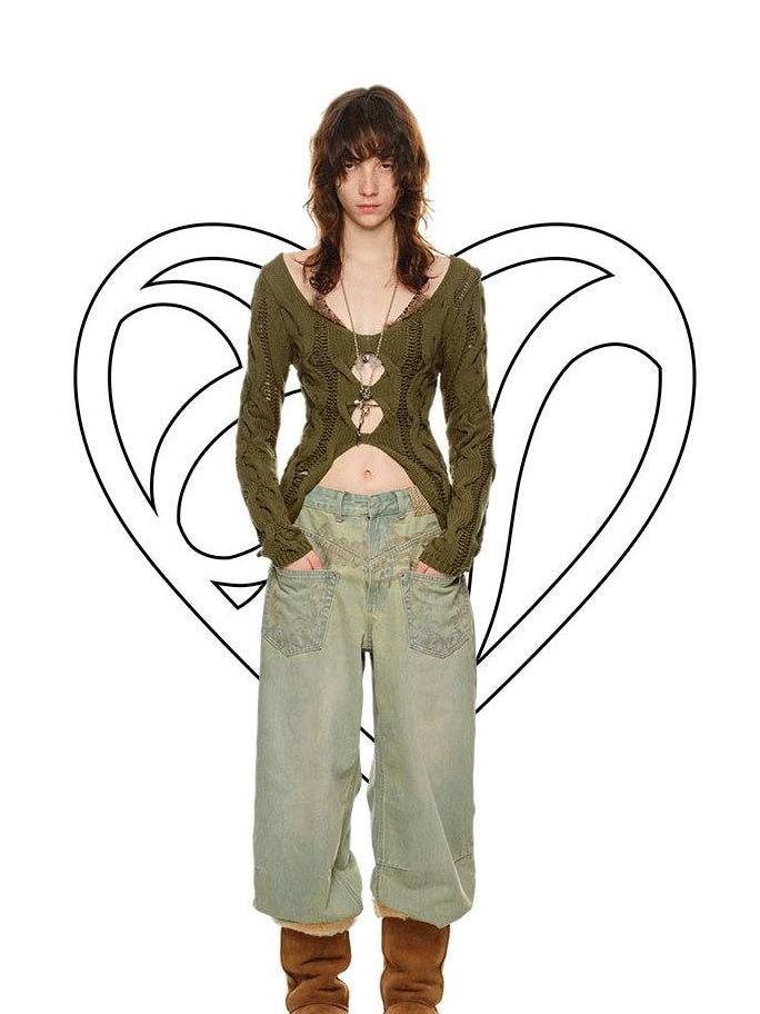 1JINN STUDIO Soft Slim Street V-neck Cardigan Knit Women Cotton Blend Blush Olive Sweaters