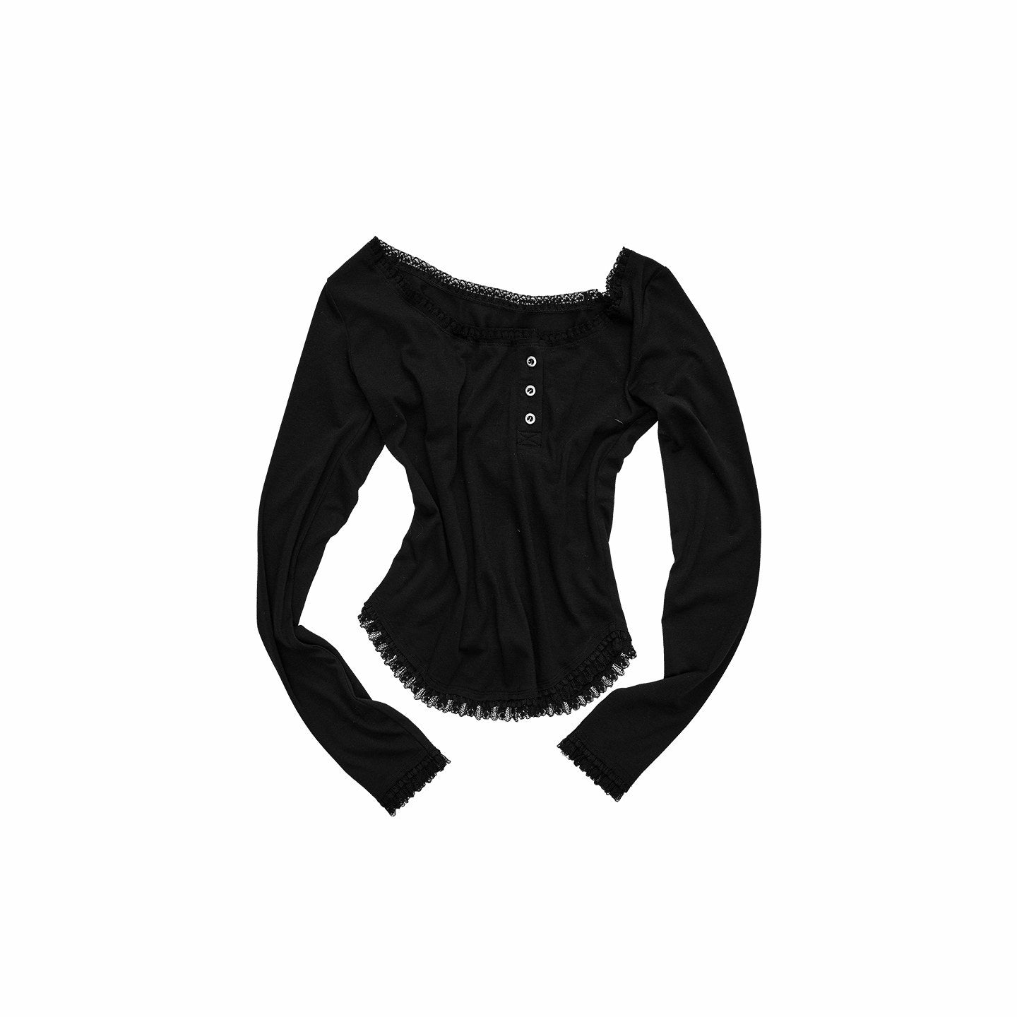 1JINN_STUDIO_Soft_Stretch_Lace_Trim_Slim_Fit_Casual_Women_Poly_Blend_Long_Sleeve_T-Shirts_MISSTT