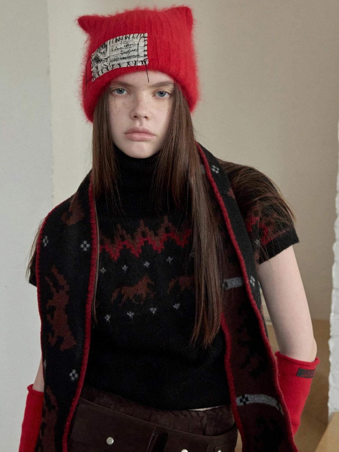 1JINN STUDIO Soft Thick Cropped High Neck Pullover Casual Knit Womens Polyester Wool Sweaters