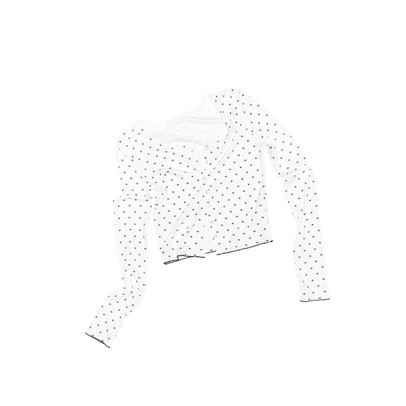 1JINN_STUDIO_Soft_Viscose_Slim_Lace_Polka_Dot_Button_Cardigan_Cropped_Long_Sleeve_T-Shirts_MISSTT