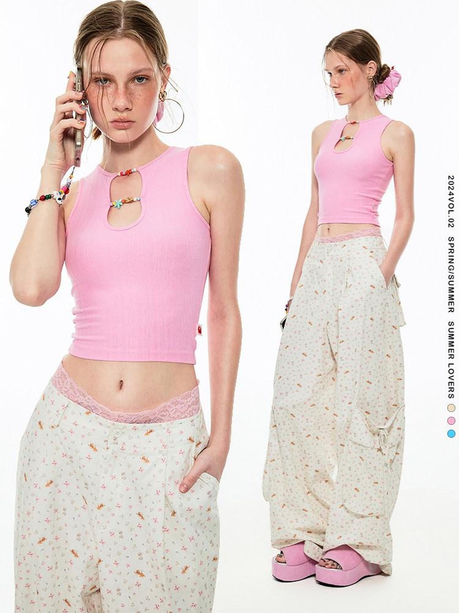 1JINN STUDIO Soft Viscose Stretch Slim Fit H Silhouette Cropped Women Solid Short Tank Tops