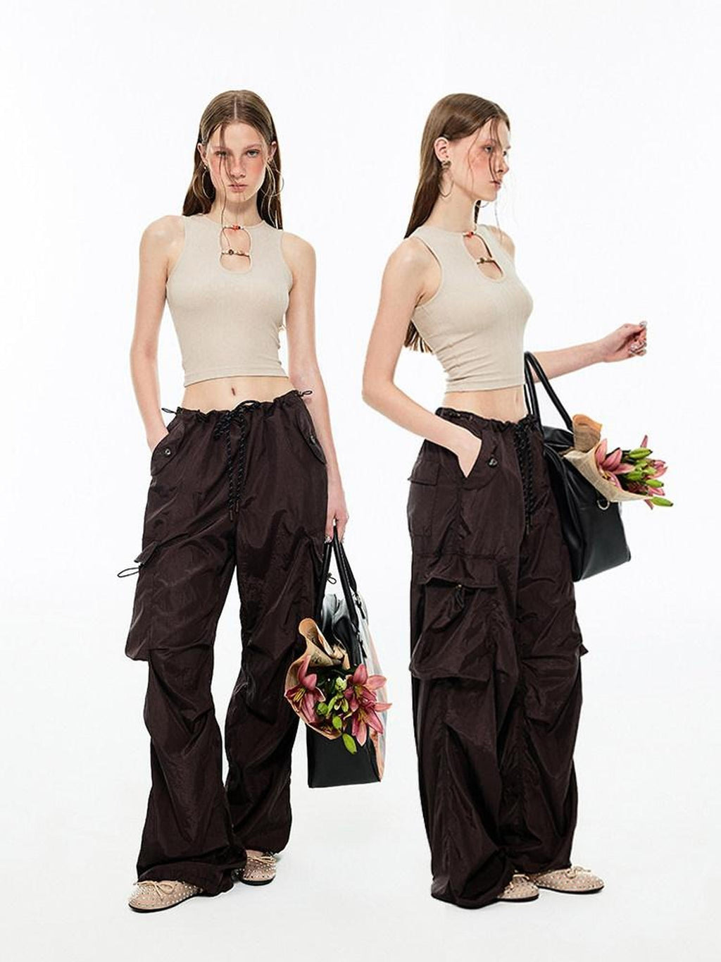 1JINN STUDIO Soft Viscose Stretch Slim Fit H Silhouette Cropped Women Solid Short Tank Tops