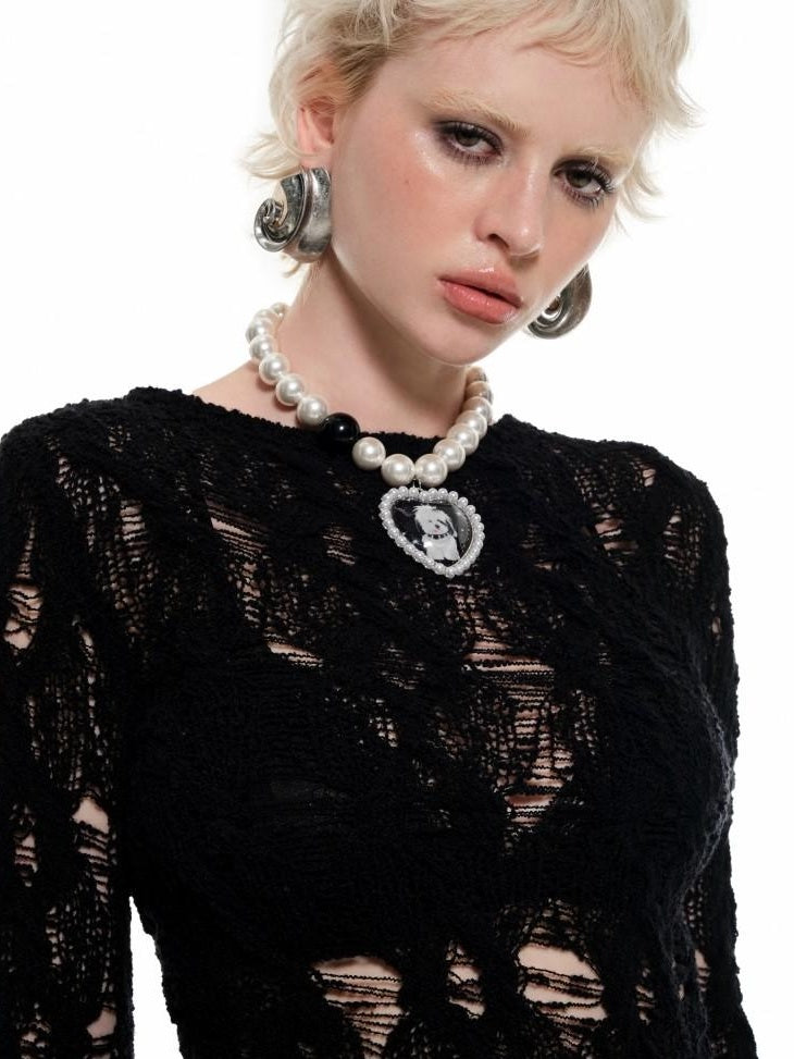 1JINN STUDIO Soft Waist Cinch Dark Gothic Slim Fit Crew Neck Women Long Sleeve T-Shirts