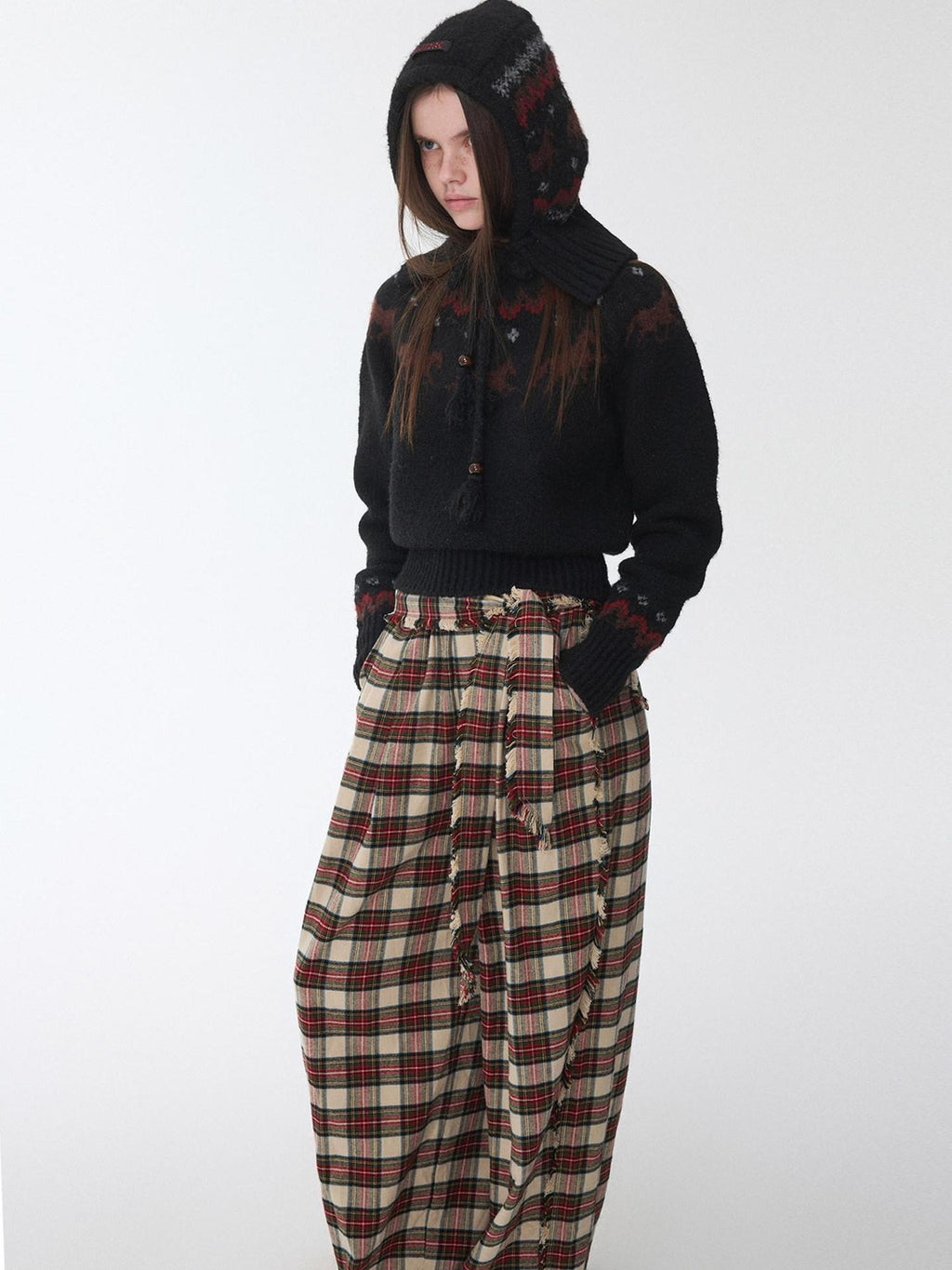 1JINN STUDIO Soft Warm Knit Street Slim Fit Raw Edge Women Crew Neck Pullover Sweaters