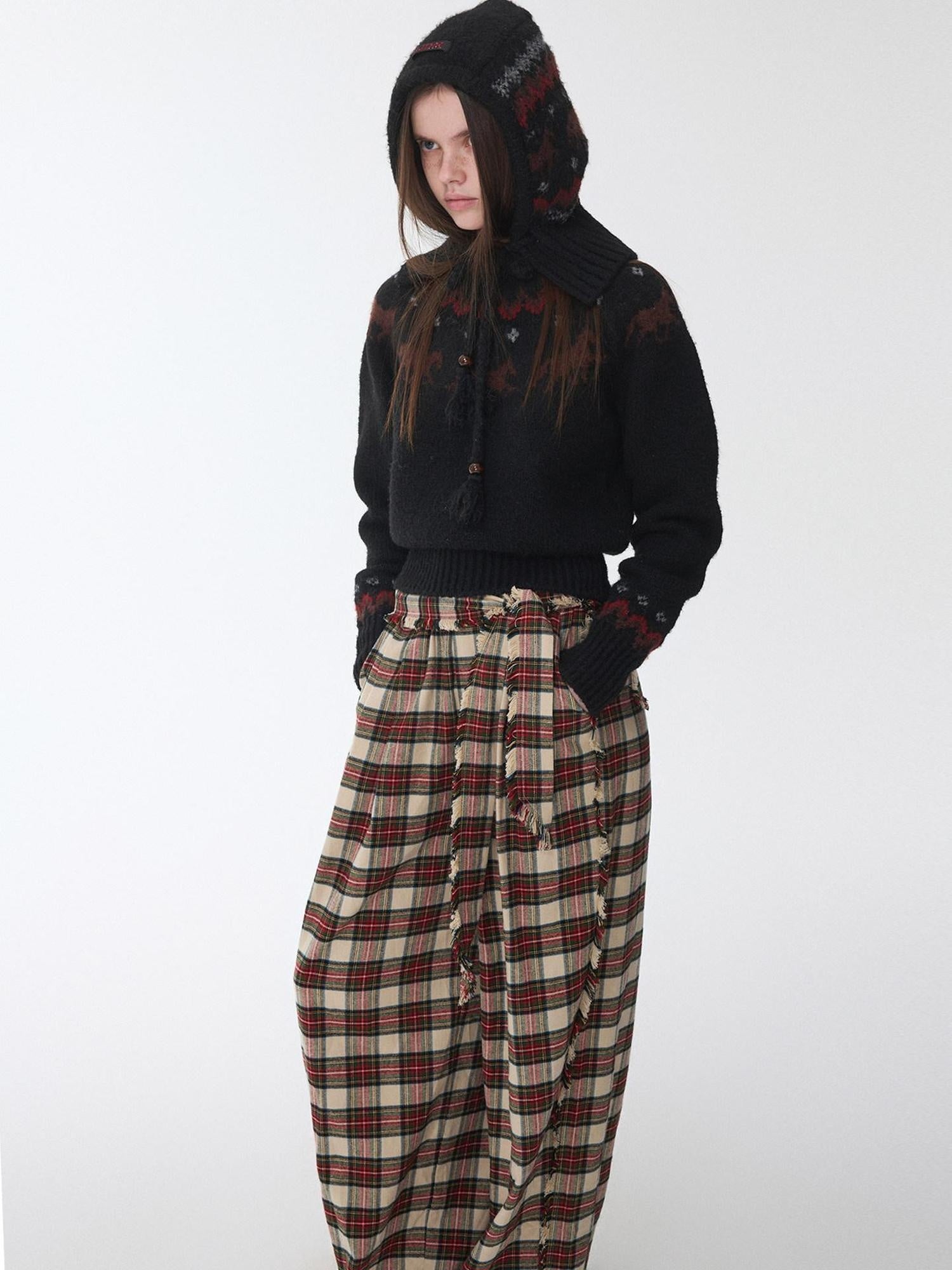 1JINN STUDIO Soft Warm Knit Street Slim Fit Raw Edge Women Crew Neck Pullover Sweaters