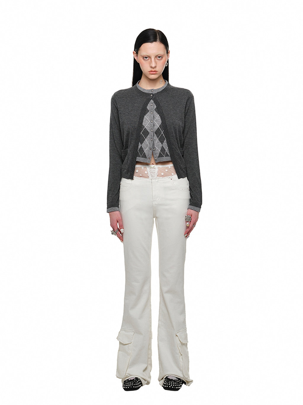 1JINN STUDIO Soft Wool Blend Slim Knit Cardigan And Shorts Commuter Women Casual Sweater Sets