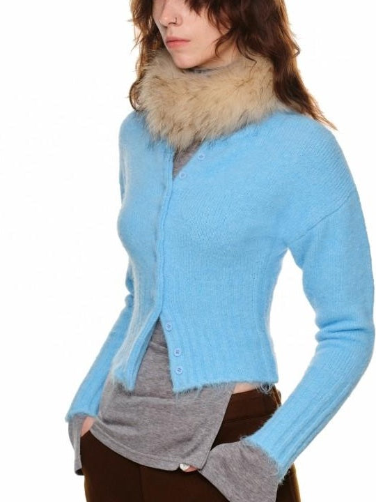 1JINN STUDIO Soft Wool Blend Solid Crewneck Long Sleeve Office Women Two Piece Set Cardigans