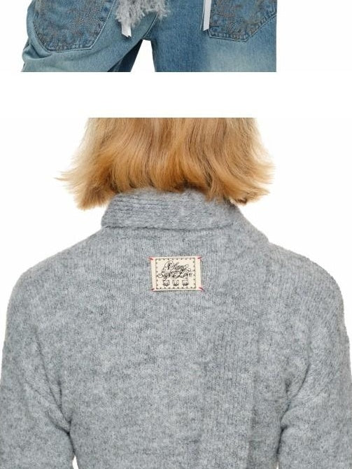 1JINN STUDIO Soft Wool Blend Solid Crewneck Long Sleeve Office Women Two Piece Set Cardigans