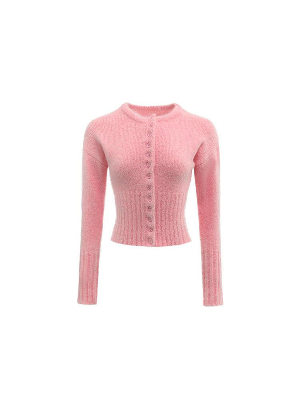 1JINN STUDIO Soft Wool Blend Solid Crewneck Long Sleeve Office Women Two Piece Set Cardigans