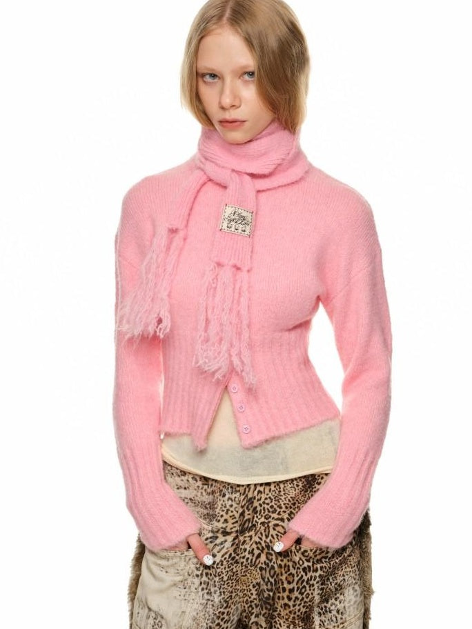 1JINN STUDIO Soft Wool Blend Solid Crewneck Long Sleeve Office Women Two Piece Set Cardigans