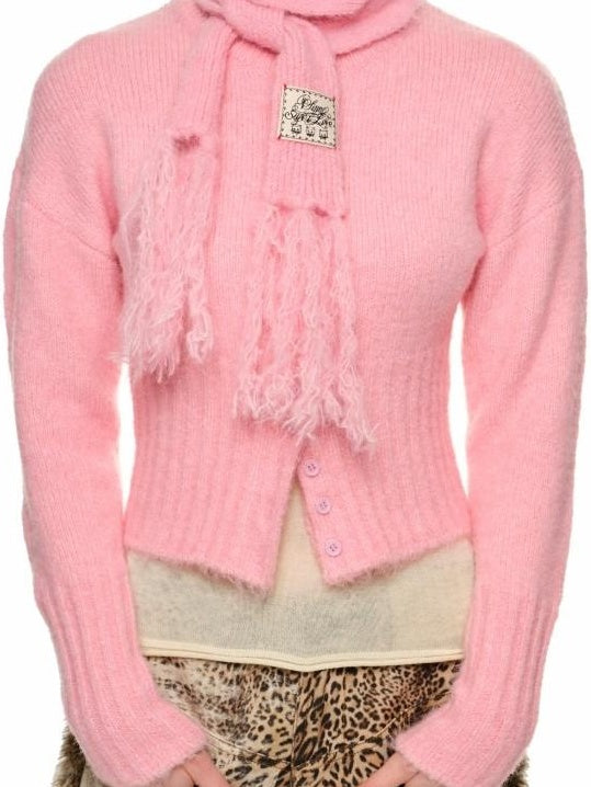 1JINN STUDIO Soft Wool Blend Solid Crewneck Long Sleeve Office Women Two Piece Set Cardigans
