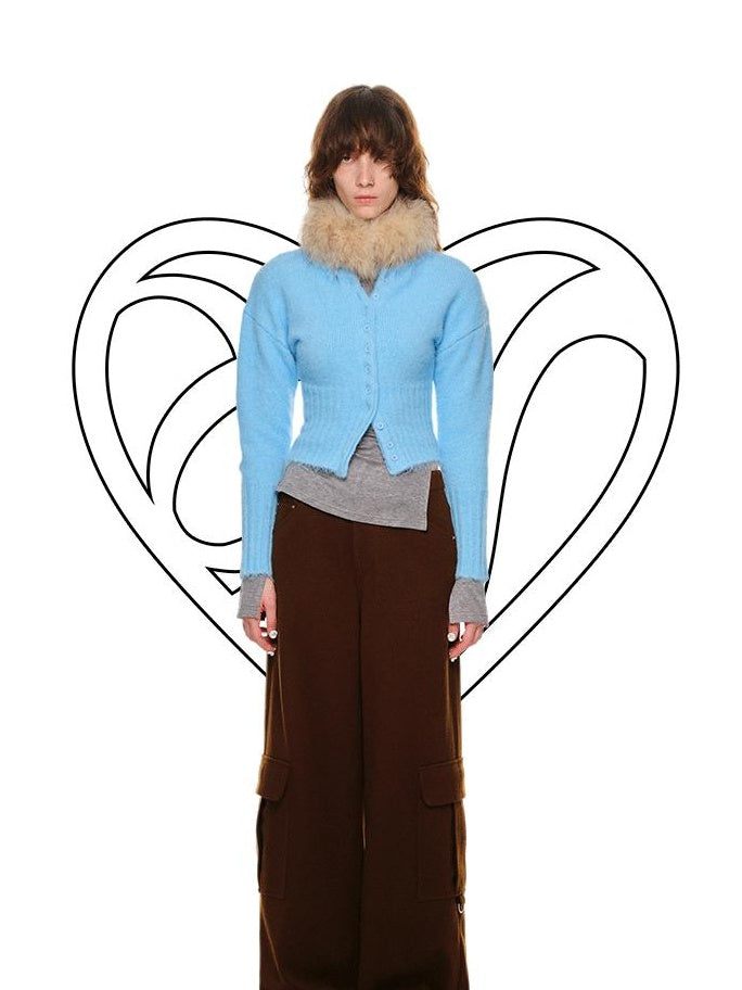 1JINN STUDIO Soft Wool Blend Solid Crewneck Long Sleeve Office Women Two Piece Set Cardigans