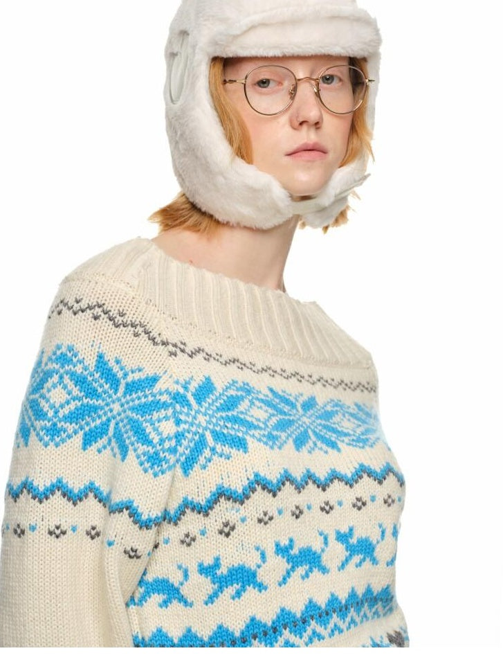 1JINN STUDIO Soft Wool Blend Sweet Loose Off Shoulder Crop Women Knit Tops Sweaters