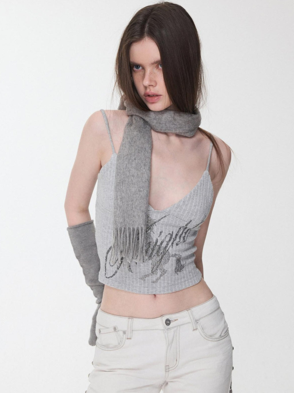1JINN STUDIO Stretch V-neck Camouflage Print Casual Slim Fit Women Polyester Camisoles