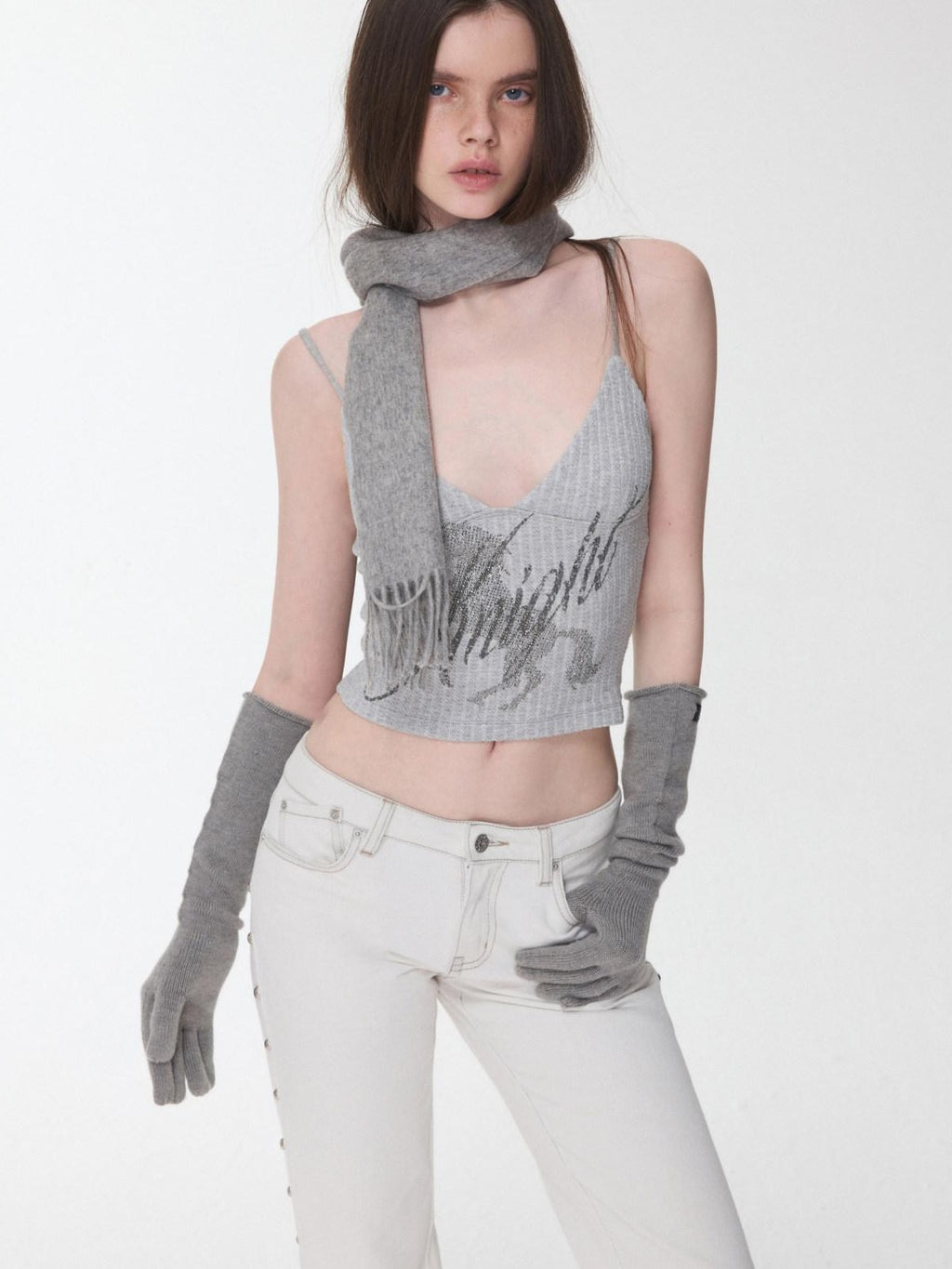 1JINN STUDIO Stretch V-neck Camouflage Print Casual Slim Fit Women Polyester Camisoles