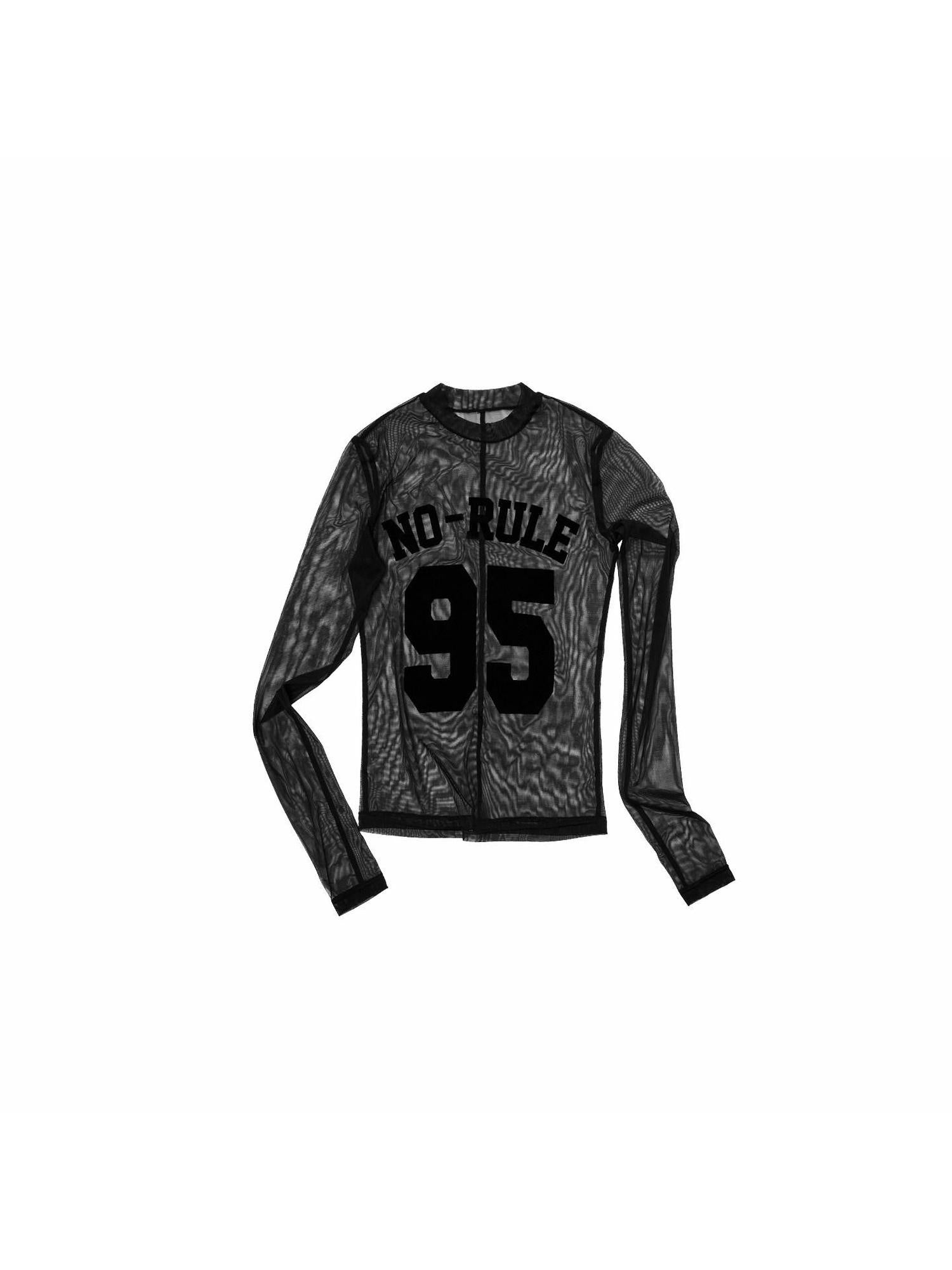 1JINN STUDIO Stretchy Slim High Neck Sporty Letter Print Women Casual Long Sleeve T-Shirts