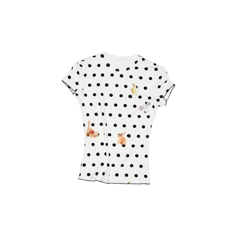 1JINN_STUDIO_Sweat_Wicking_Slim_Casual_Patchwork_Women_Polka_Dot_Short_Sleeve_T-Shirts_MISSTT