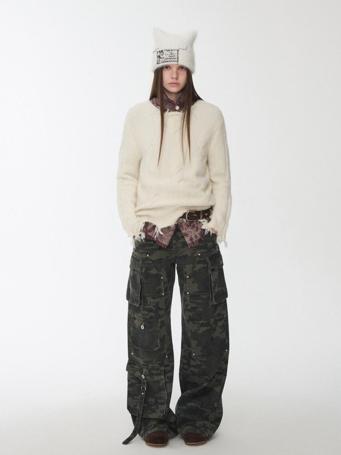 1JINN STUDIO Thermal Warm Oversized Street Style Crew Neck Pullover Women Solid Knit Sweaters