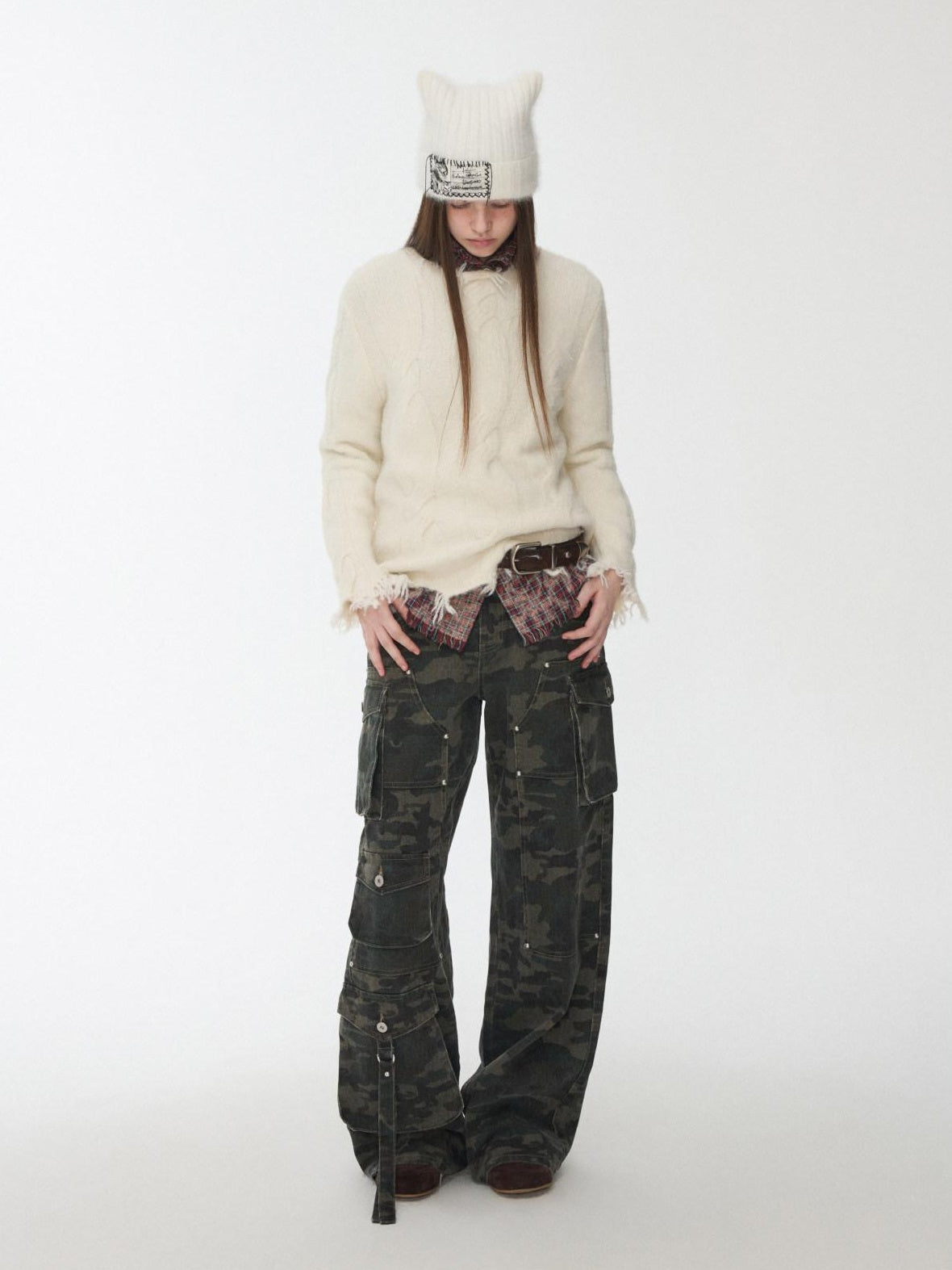 1JINN STUDIO Thermal Warm Oversized Street Style Crew Neck Pullover Women Solid Knit Sweaters