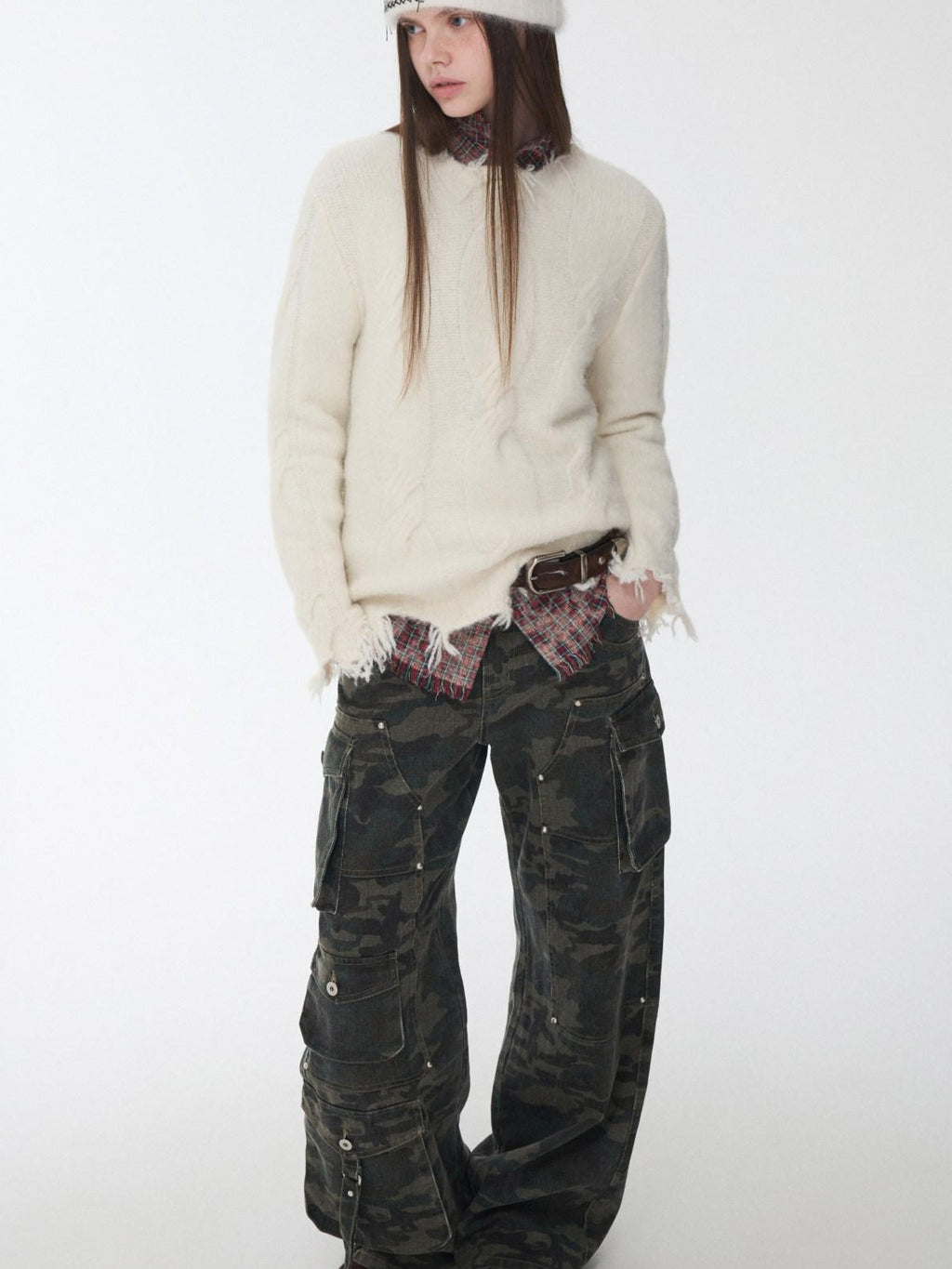 1JINN STUDIO Thermal Warm Oversized Street Style Crew Neck Pullover Women Solid Knit Sweaters