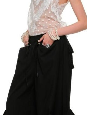 1JINN STUDIO Utility Pocket Drawstring Commuter Loose Women Polyester Viscose Wide Leg Pants
