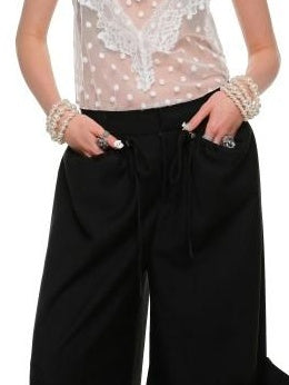 1JINN STUDIO Utility Pocket Drawstring Commuter Loose Women Polyester Viscose Wide Leg Pants