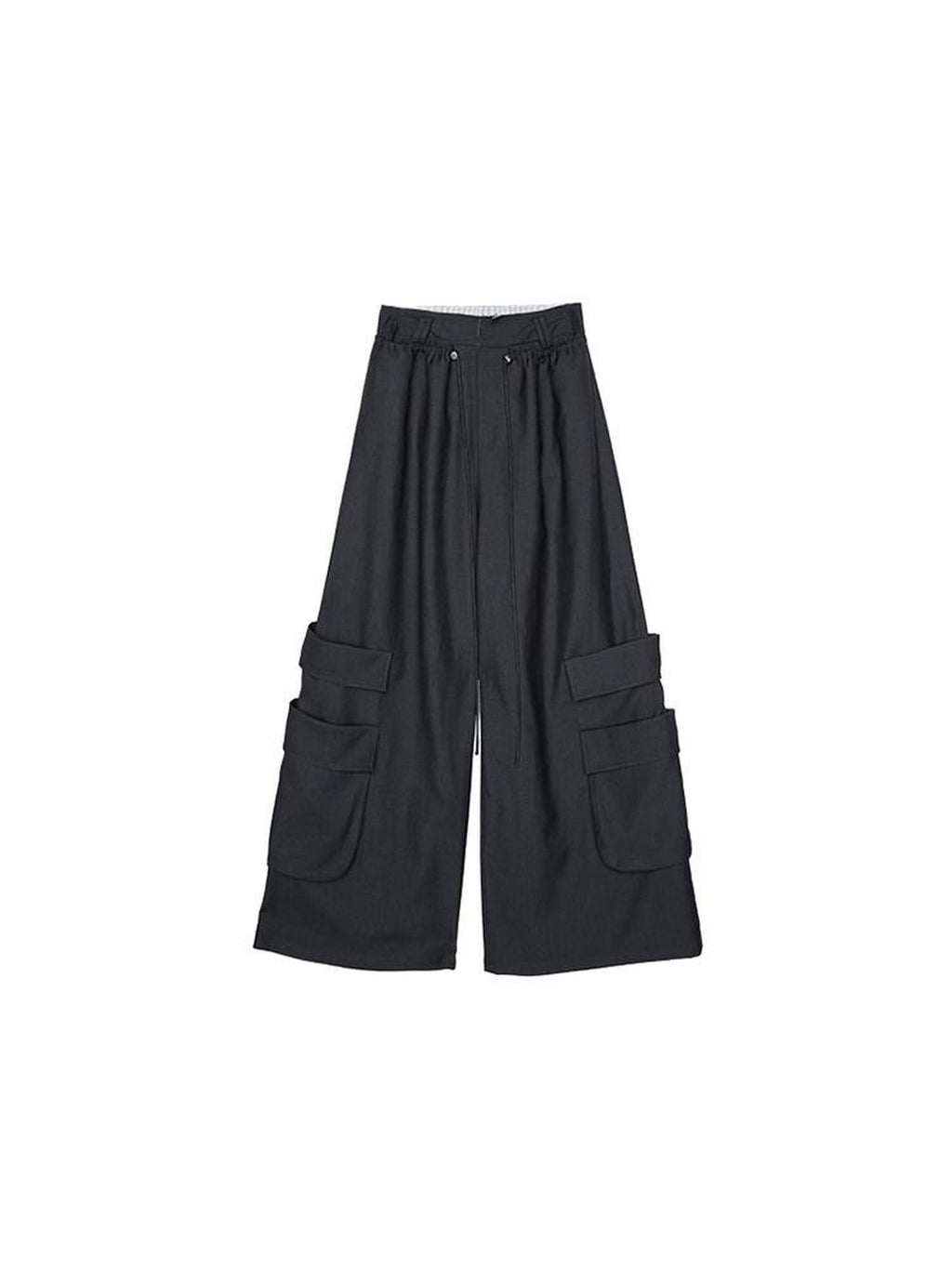 1JINN STUDIO Utility Pocket Drawstring Commuter Loose Women Polyester Viscose Wide Leg Pants