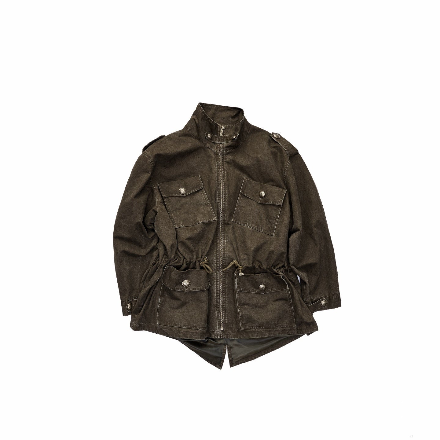 1JINN_STUDIO_Utility_Pockets_Mid_Length_Zipper_Cotton_Workwear_Women_Dark_Grey_Trench_Coats_MISSTT
