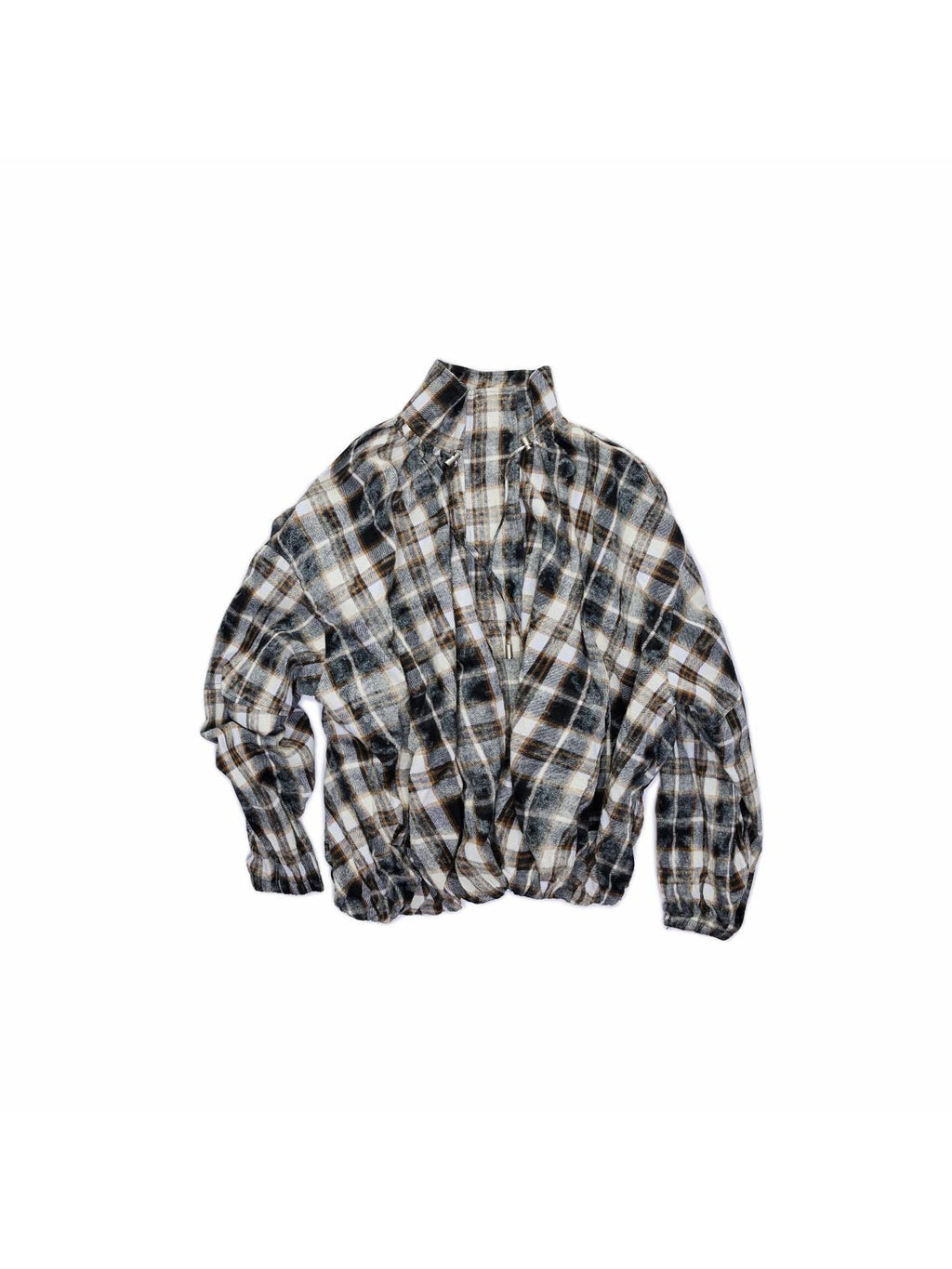 1JINN STUDIO Uv Protective Crushed Plaid Oversized Stand Collar Zipper Women Trench Coats