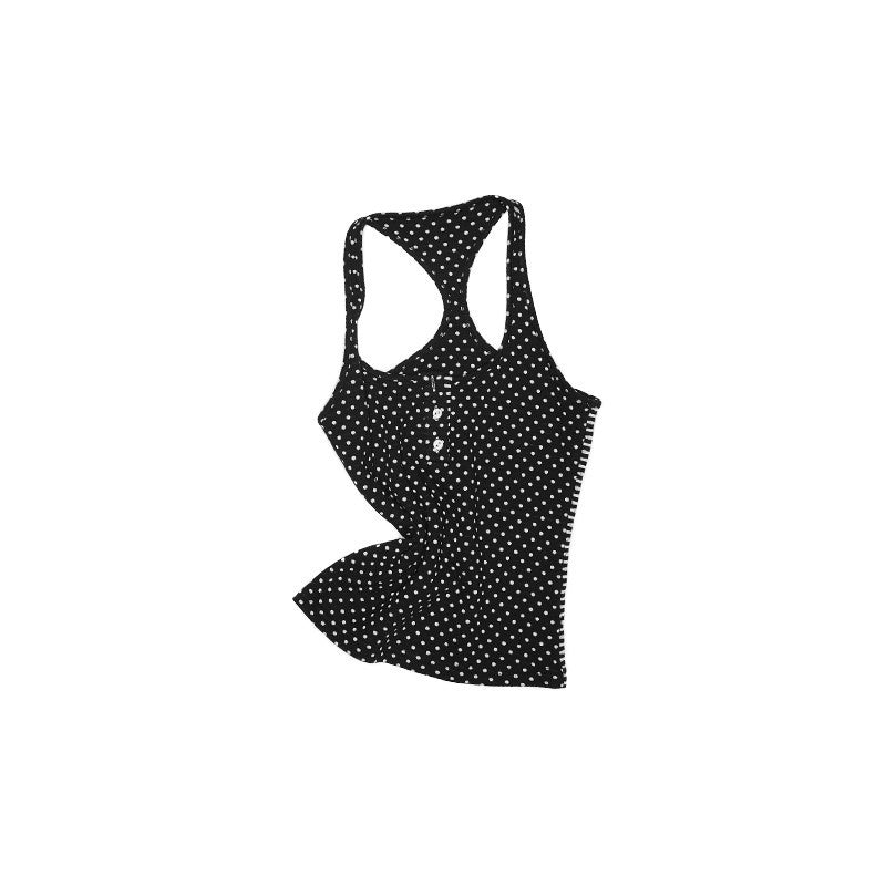 1JINN_STUDIO_Versatile_Backless_Slim_Henley_Cami_Flare_Pants_Women_Polka_Dot_Top_&_Pants_Sets_MISSTT