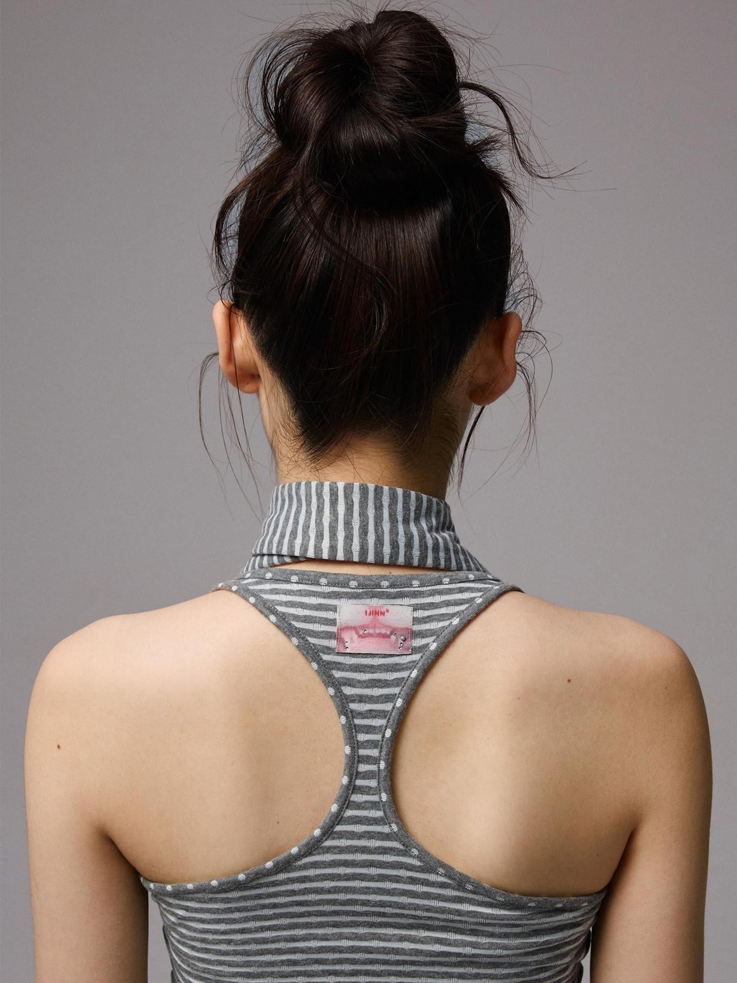 1JINN STUDIO Versatile Backless Slim Henley Cami Flare Pants Women Polka Dot Top & Pants Sets