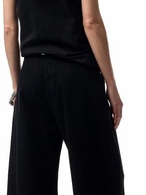 1JINN STUDIO Versatile Low Rise Distressed Cotton Blend Loose Fit Women Zipper Wide Leg Pants