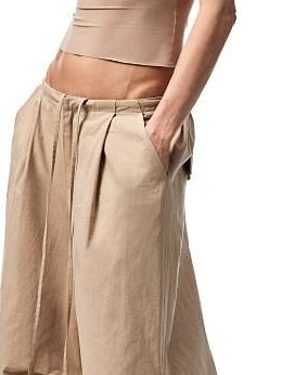 1JINN STUDIO Versatile Minimal High Waist Elastic Cotton Washed Women Wide Leg Pants