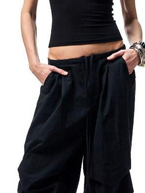 1JINN STUDIO Versatile Minimal High Waist Elastic Cotton Washed Women Wide Leg Pants