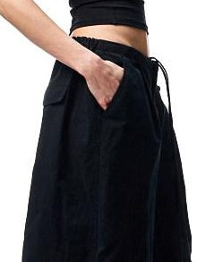 1JINN STUDIO Versatile Minimal High Waist Elastic Cotton Washed Women Wide Leg Pants